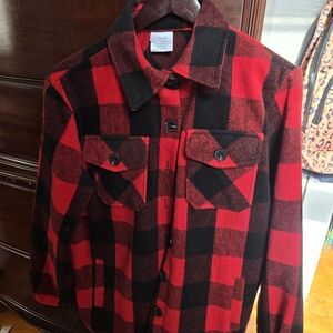 Red and Black Plaid Women's Jacket